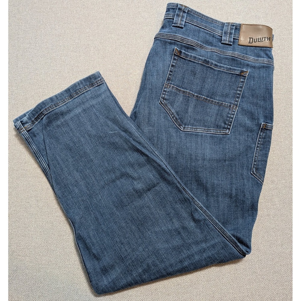 Duluth Trading Men's 46x30 Ballroom Double Flex Blue Denim Jeans COOLMAX Std Fit